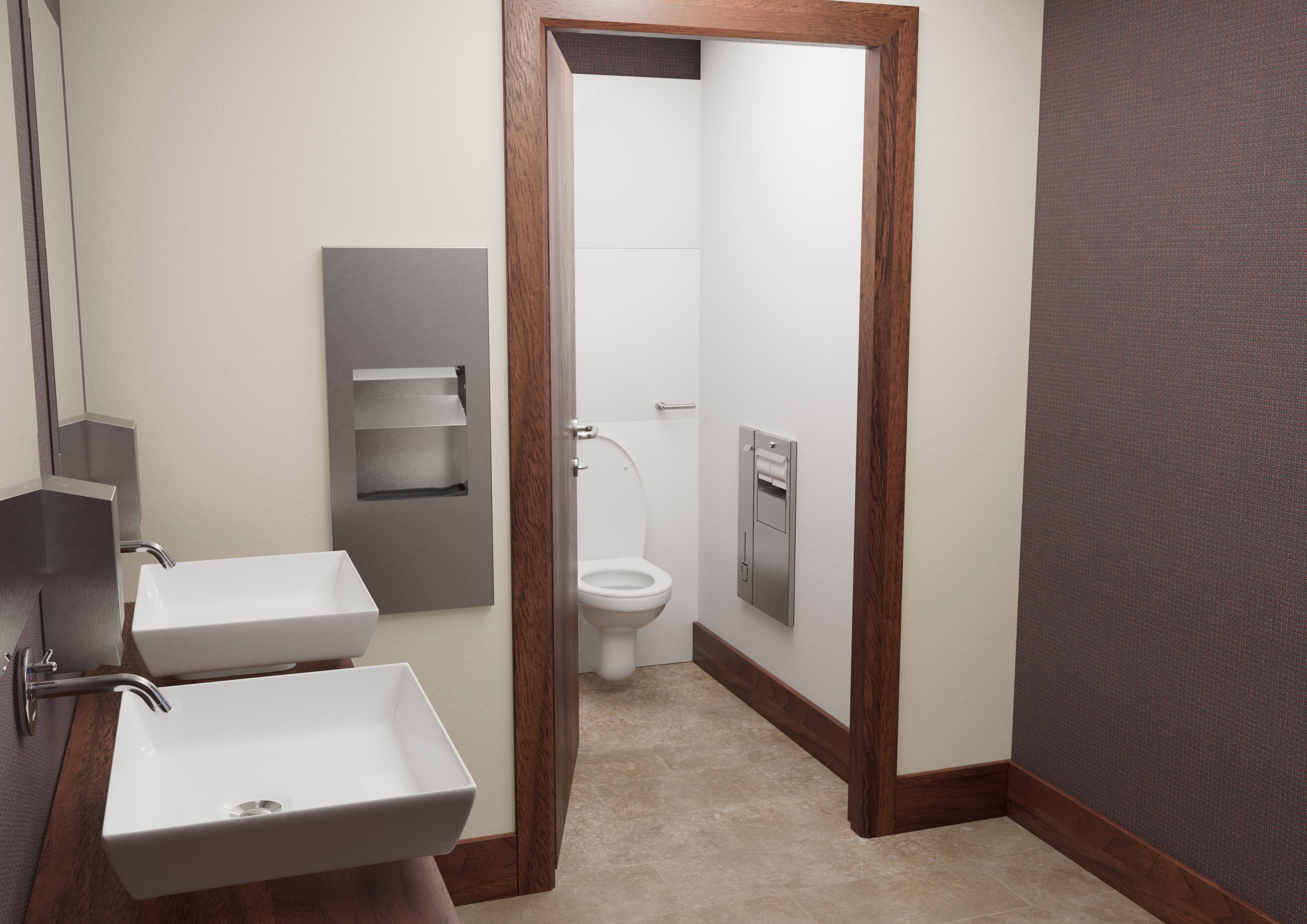 Recess Cubicle & 5L Combo Unit Brushed Roomset